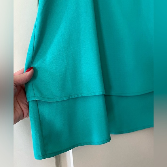 C. Luce Designer Turquoise Sleeveless Layered Blouse Women’s Size Small - Picture 6 of 12